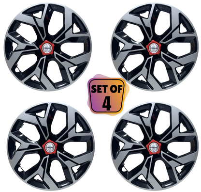 PRIGAN VOX BLACK SILVER WHEEL COVER  (Set of 4)  AVAILABLE IN 14,15 INCH