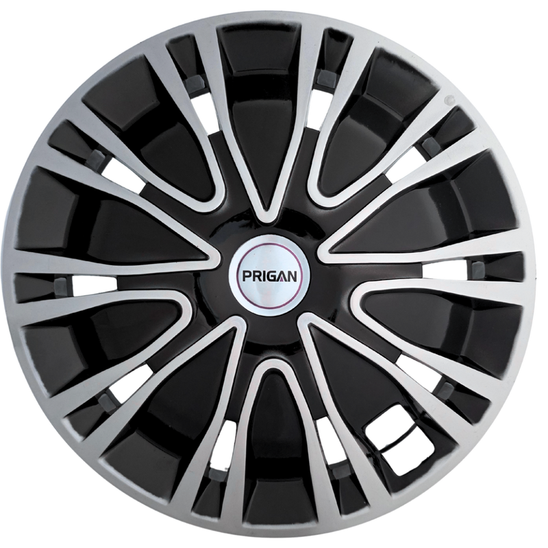 PRIGAN DRIVE BLACK SILVER WHEEL COVER  (Set of 4)  AVAILABLE IN 12,13,14,15,16 INCH